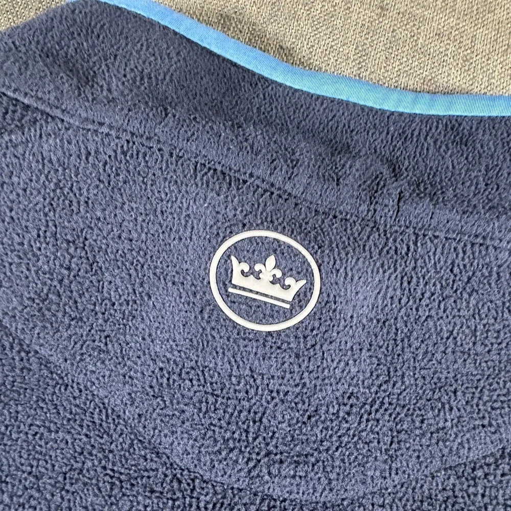 Peter Millar Fleece Pullover Mens Large Navy Quarter Zip Tiger Logo MF19EZ38